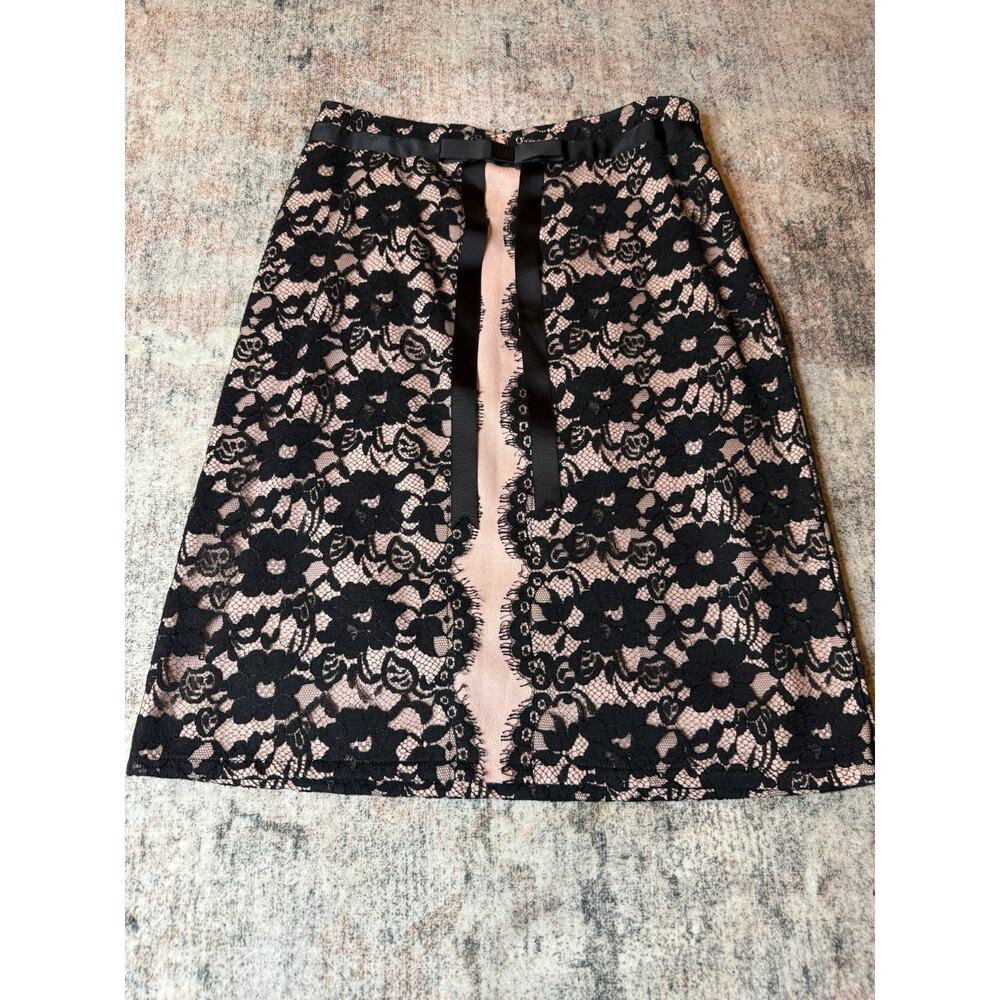Wool Lace overlay Skirt Pink Black Sz S Boudicca Y2K Coquette Feminine Romantic